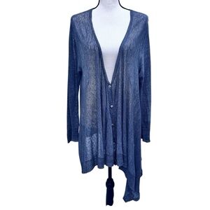 PURE DKNY STEEL GRAY LINEN ASYMMETRICAL A LINE TUNIC CARDIGAN